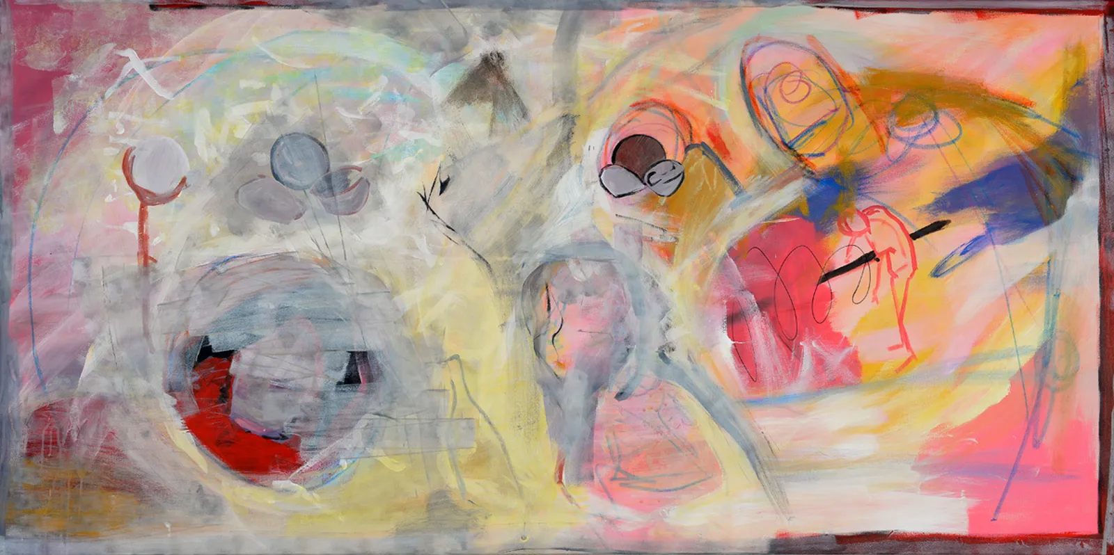 Dansen en werken 200x100 Acryl op doek 2026